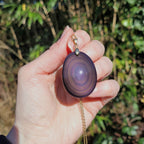 Pendentif obsidienne œil céleste – reflets violets – 4 cm