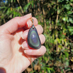 Pendentif obsidienne œil céleste – bélière dorée – 3,7 cm