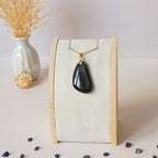 Pendentif obsidienne œil céleste – bélière dorée – 3,7 cm