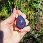 Pendentif obsidienne œil céleste – bleu et violet – 3,9 cm