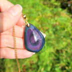 Pendentif obsidienne œil céleste – bleu et violet – 3,9 cm
