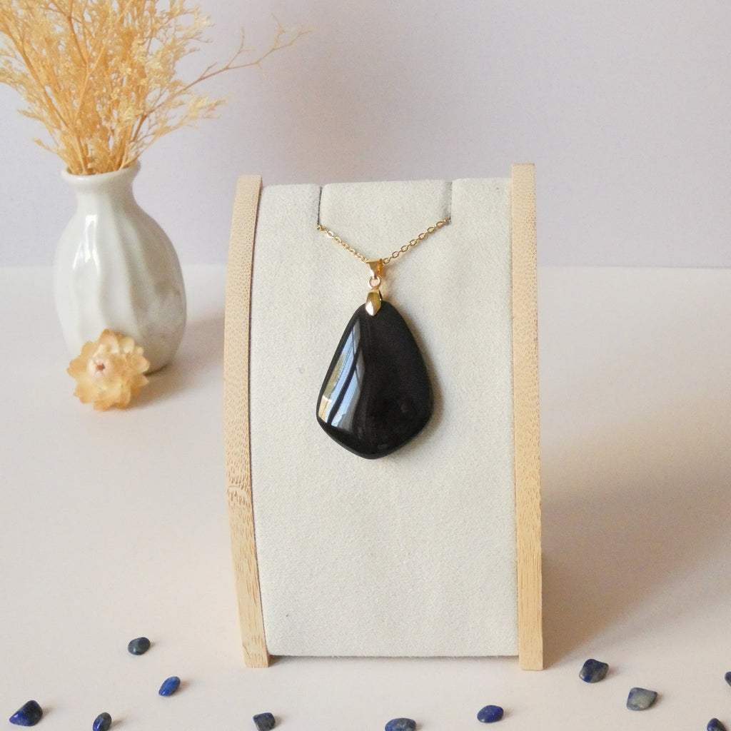 Pendentif obsidienne œil céleste – bleu et violet – 3,9 cm