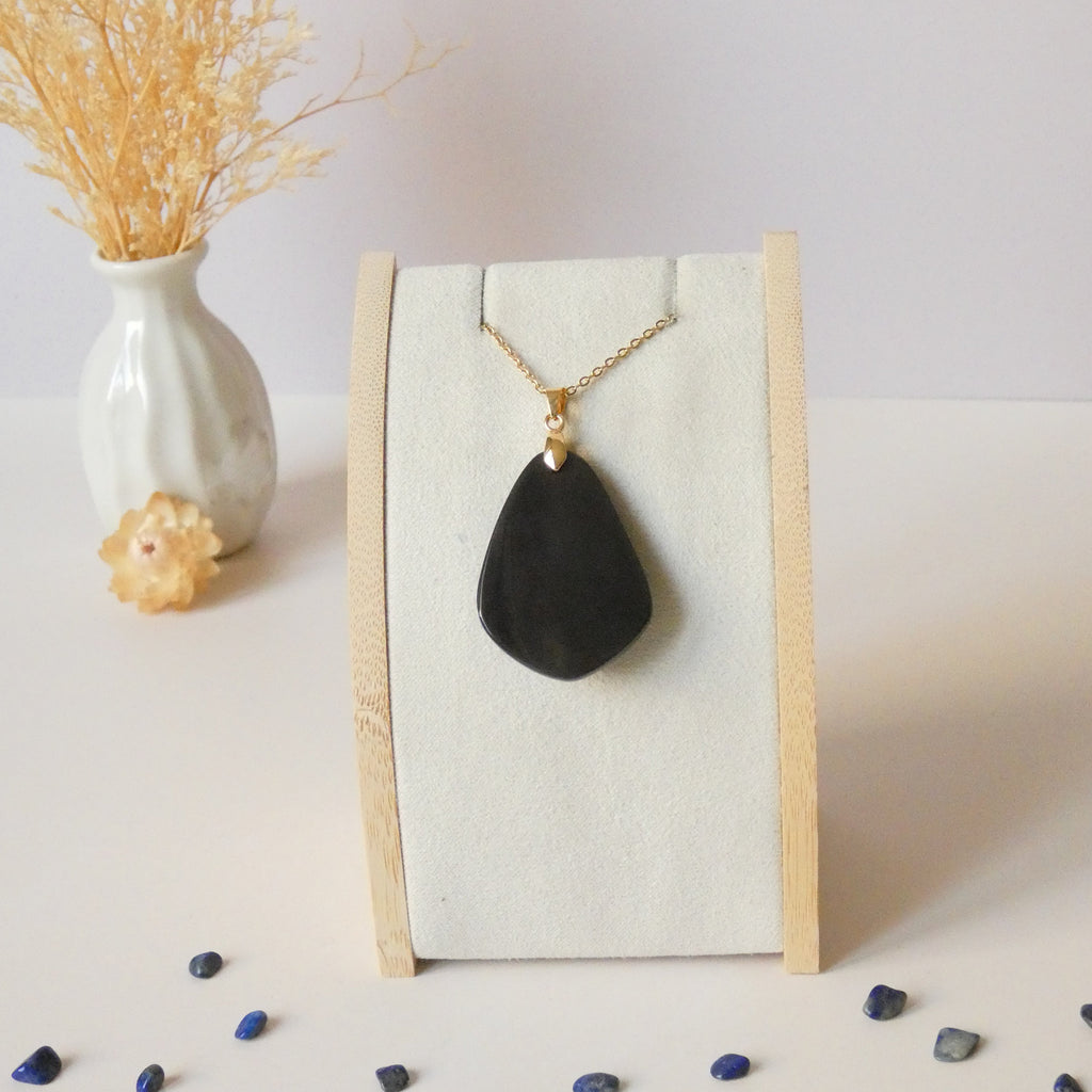 Pendentif obsidienne œil céleste – bleu et violet – 3,9 cm