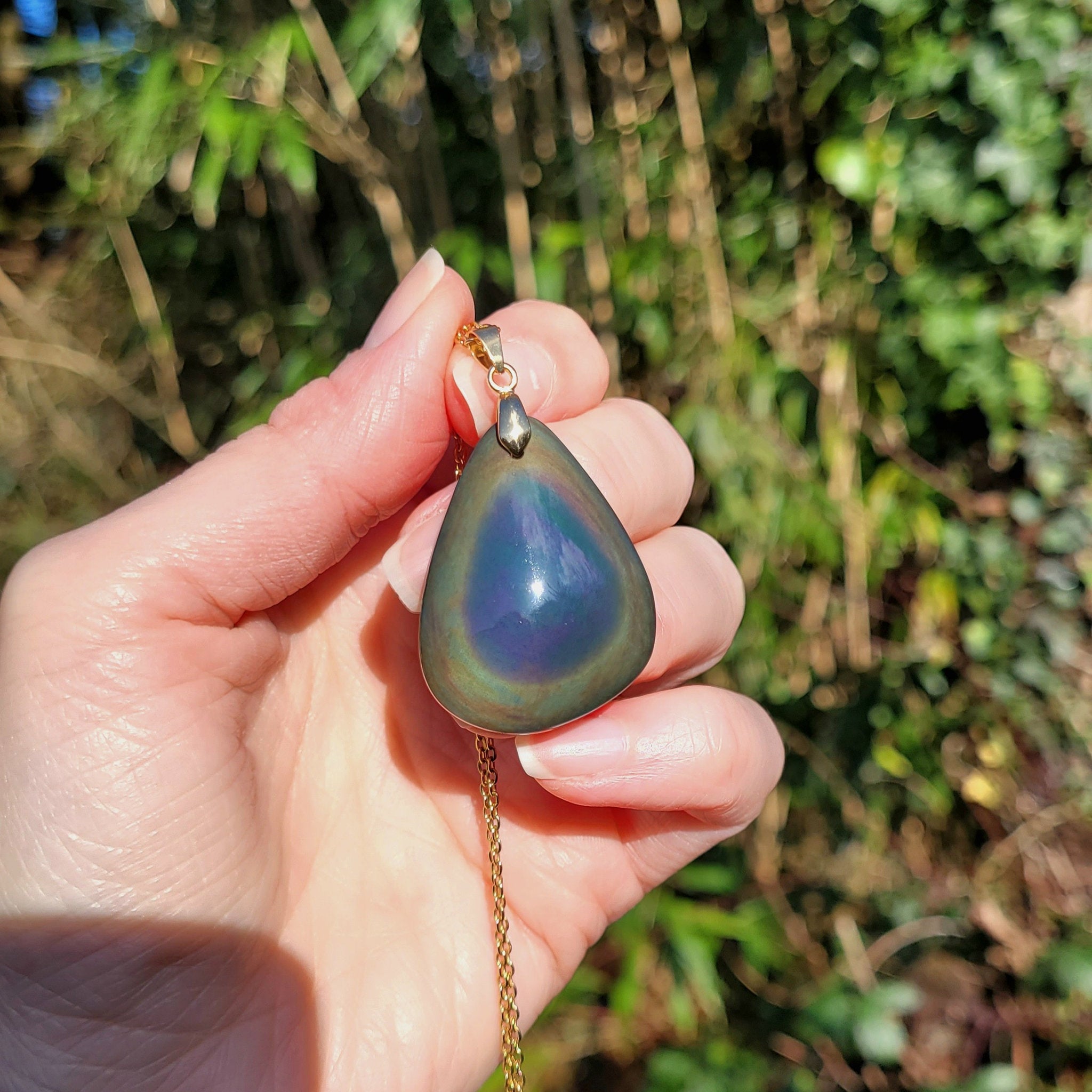 Pendentif obsidienne œil céleste – couleurs mélangées – 3,6 cm