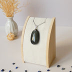 Pendentif obsidienne œil céleste – tons verts – 3,7 cm