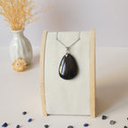 Pendentif obsidienne œil céleste – nuances violet/rose – 3,6 cm