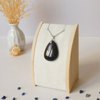 Pendentif obsidienne œil céleste – nuances violet/rose – 3,6 cm