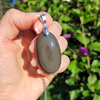 Pendentif obsidienne oeil céleste - bélière argentée - pierre naturelle