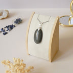 Pendentif obsidienne oeil céleste - bélière argentée - pierre naturelle