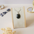 Pendentif obsidienne oeil céleste - bélière argentée - pierre naturelle