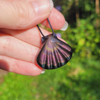 Pendentif coquillage en obsidienne oeil céleste violet rose - pierre naturelle