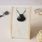 Pendentif coquillage en obsidienne oeil céleste violet rose - pierre naturelle