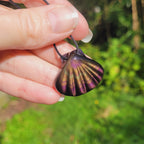 Pendentif coquillage en obsidienne oeil céleste violet orange - pierre naturelle
