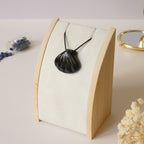 Pendentif coquillage en obsidienne oeil céleste violet orange - pierre naturelle