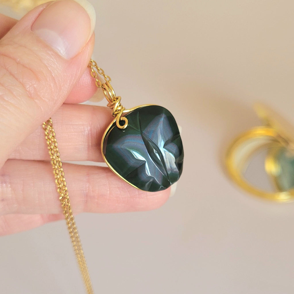 Pendentif papillon en obsidienne oeil céleste – 3,4 cm