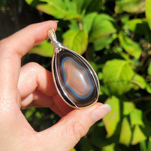 Pendentif obsidienne oeil céleste - pièce exceptionnelle