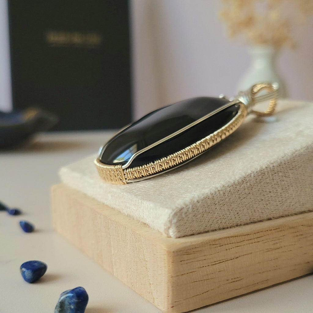 Pendentif obsidienne oeil céleste  6,5 cm pièce exceptionnelle