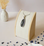 Pendentif obsidienne oeil céleste 5,3 cm wire wrapping argenté