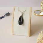 Pendentif obsidienne oeil céleste - wire wrapping argenté - pierre naturelle