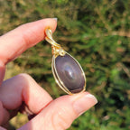 Pendentif obsidienne oeil céleste 4,8 cm wire wrapping doré