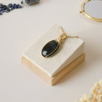 Pendentif en oeil de faucon 5,3 cm wire wrapping doré