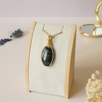 Pendentif en oeil de faucon 5,3 cm wire wrapping doré