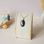 Pendentif en oeil de fer bélière dorée – 3,1 cm - Bijou artisanal pierre naturelle