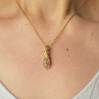 Pendentif opale Cantera du Mexique - wire wrapping doré - pierre naturelle