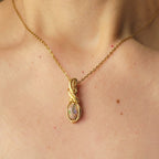 Pendentif opale Cantera du Mexique - wire wrapping doré - pierre naturelle