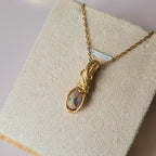 Pendentif opale Cantera du Mexique - wire wrapping doré - pierre naturelle