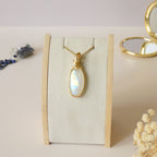 Pendentif en péristérite - wire wrapping doré - pierre naturelle