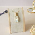 Pendentif en péristérite - wire wrapping doré - pierre naturelle