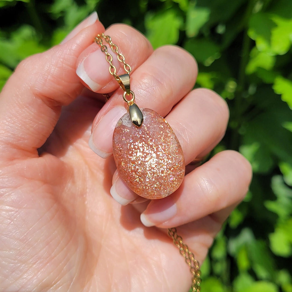 Pendentif en pierre de soleil, héliolite, pierre naturelle