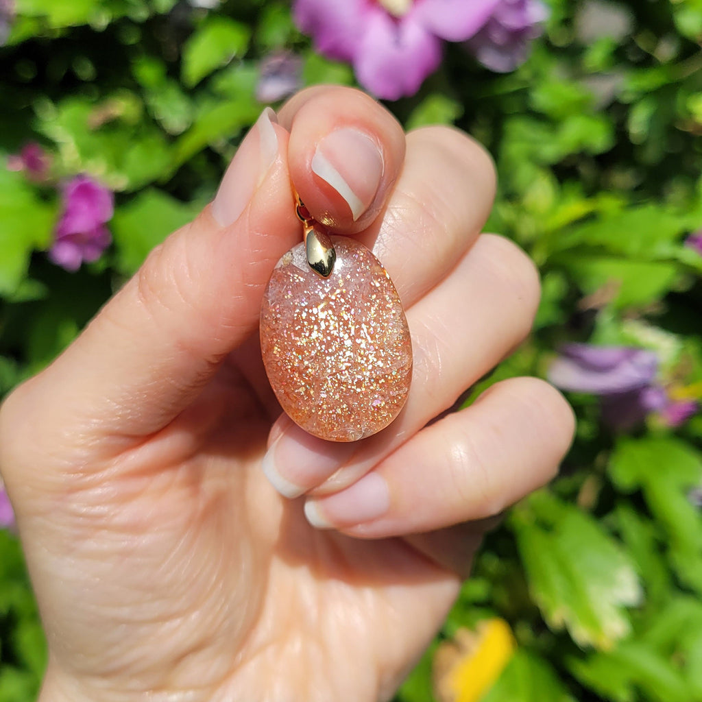 Pendentif en pierre de soleil, héliolite, pierre naturelle