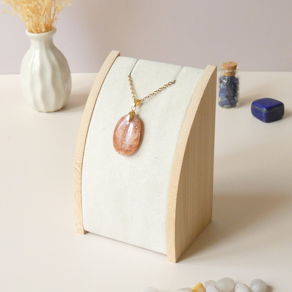 Pendentif en pierre de soleil, héliolite, pierre naturelle