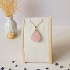 Pendentif en quartz rose 3,2 cm – Bélière dorée