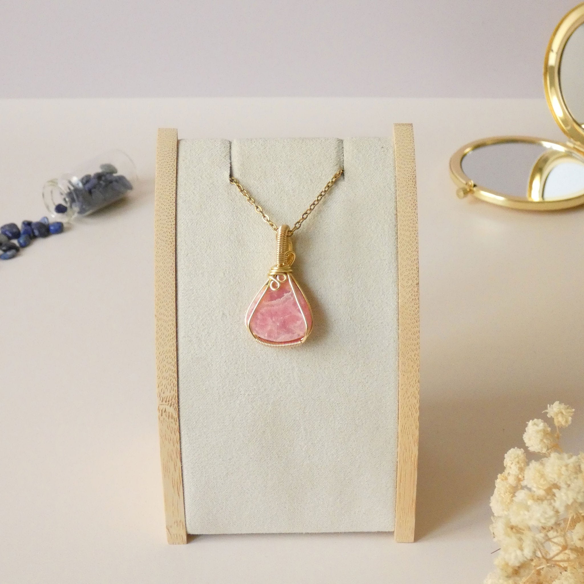 Pendentif en rhodochrosite 3,6 cm bijou artisanal en pierre naturelle