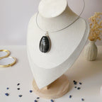 Pendentif scarabée obsidienne argenté 5,1 cm bijou artisanal