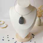 Pendentif scarabée obsidienne argenté 5,1 cm bijou artisanal