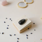 Pendentif scarabée obsidienne argenté 5,1 cm bijou artisanal