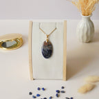 Pendentif sodalite 3,7 cm bélière dorée