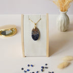Pendentif sodalite 3,7 cm bélière dorée