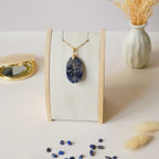 Pendentif sodalite 3,4 cm bélière dorée