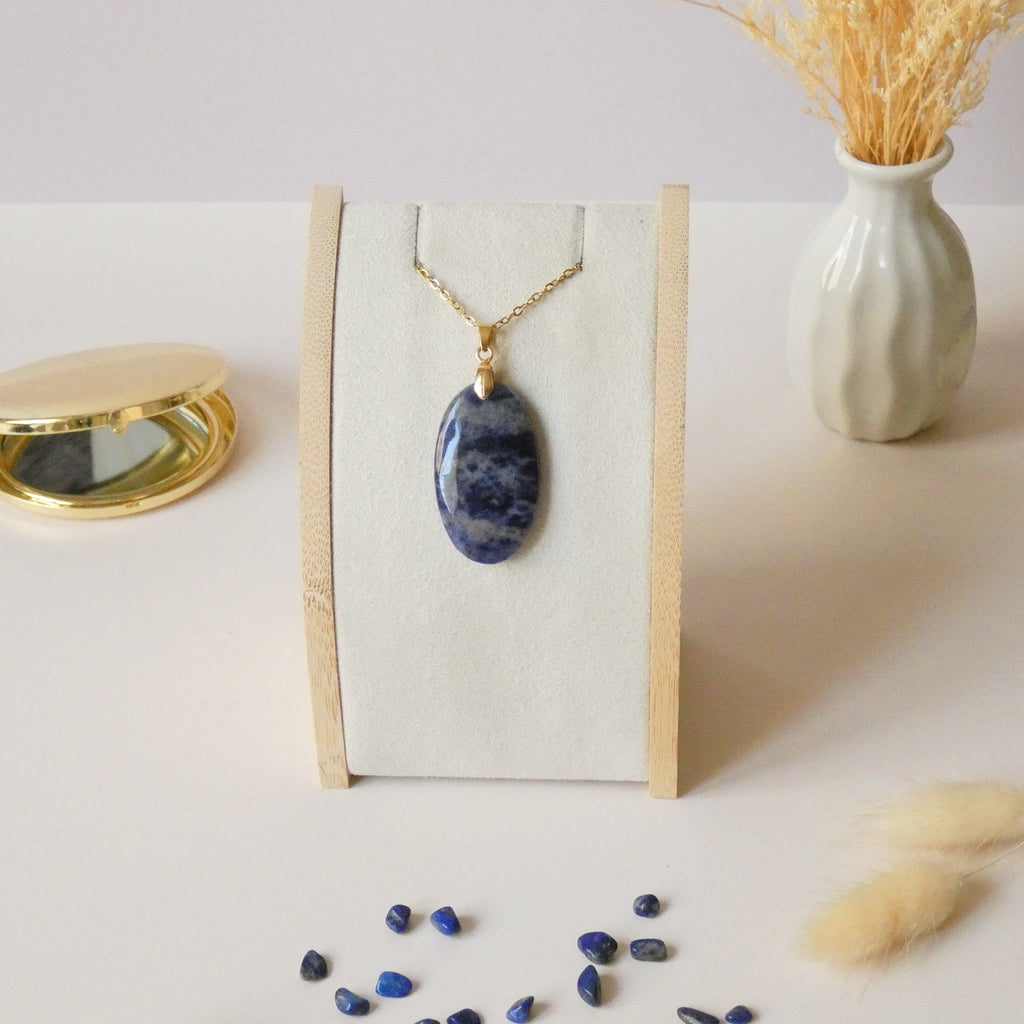 Pendentif sodalite 3,6 bélière dorée