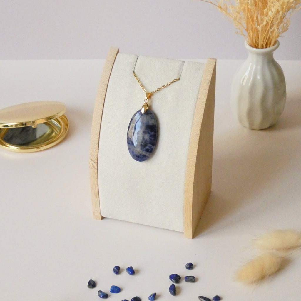 Pendentif sodalite 3,6 bélière dorée