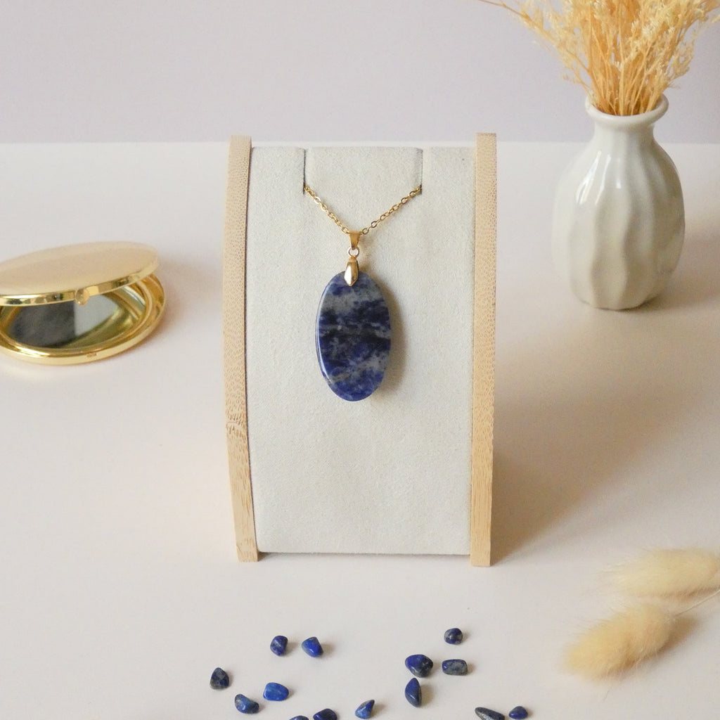 Pendentif sodalite 3,6 bélière dorée