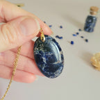 Pendentif sodalite 4,1 cm bélière dorée
