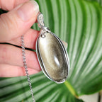 Pendentif wire wrapping en obsidienne dorée – 5,7 cm