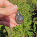 Pendentif obsidienne oeil céleste - bélière argentée - pierre naturelle