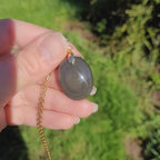 Pendentif en obsidienne oeil céleste 2,7 cm bélière dorée